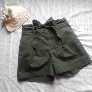 NWT olive paper bag high waisted shorts